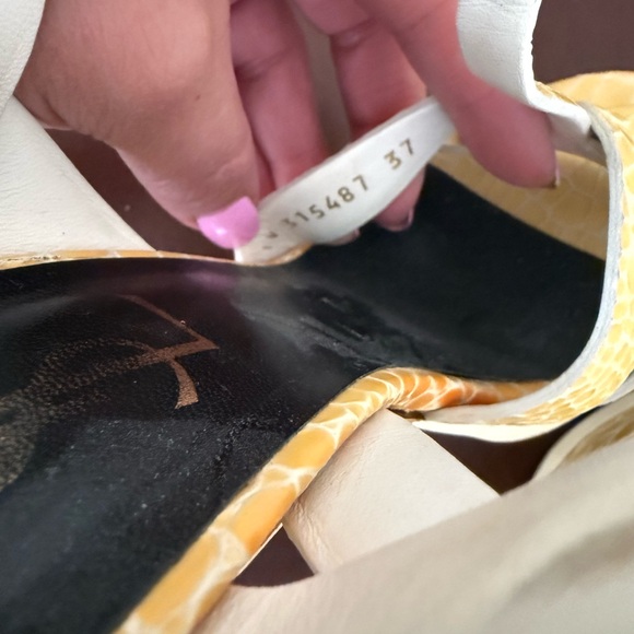 AUTHENTIC YSL Tribute Platform Sandals 37 Yellow Croc Embossed $1,200 Retail 🔥 - Picture 10 of 15